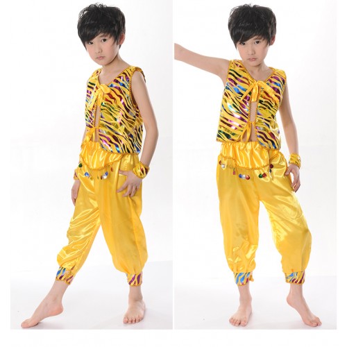 Boy's jazz dance costumes Boys Indian dance performance costumes children's national dance costumes, children's lantern pants, drum suits